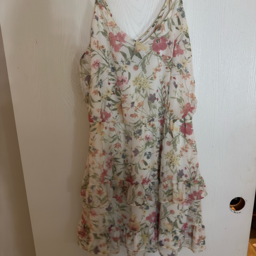 A. Byer Floral Mini Dress - Cream and Pink
